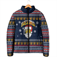 Santa Beerd Christmas Padded Jacket Xmas Holiday Patterns - Wonder Print Shop