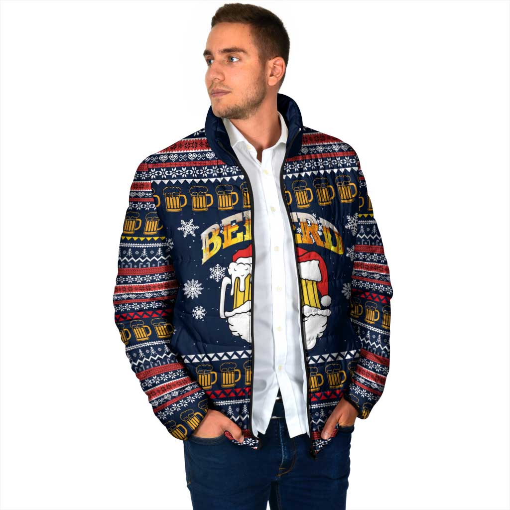 Santa Beerd Christmas Padded Jacket Xmas Holiday Patterns - Wonder Print Shop