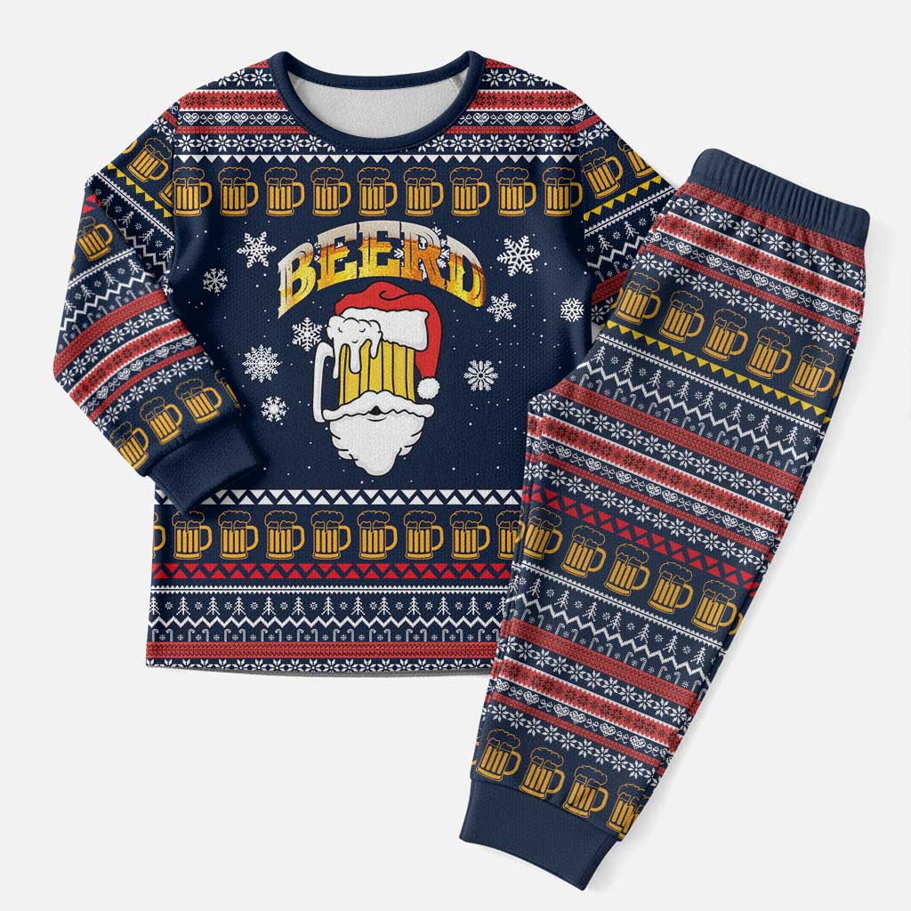 Santa Beerd Christmas Pajama Set Xmas Holiday Patterns - Wonder Print Shop