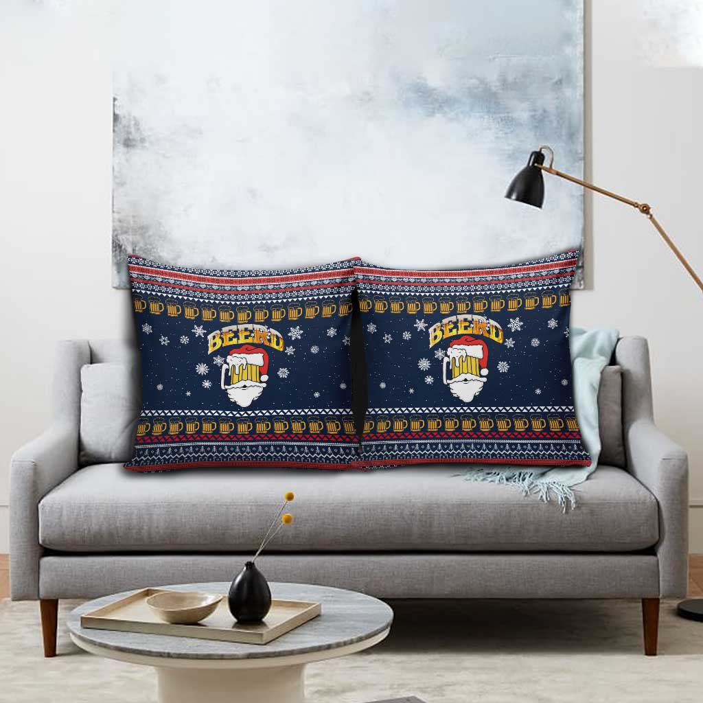 Santa Beerd Christmas Pillow Cover Xmas Holiday Patterns - Wonder Print Shop