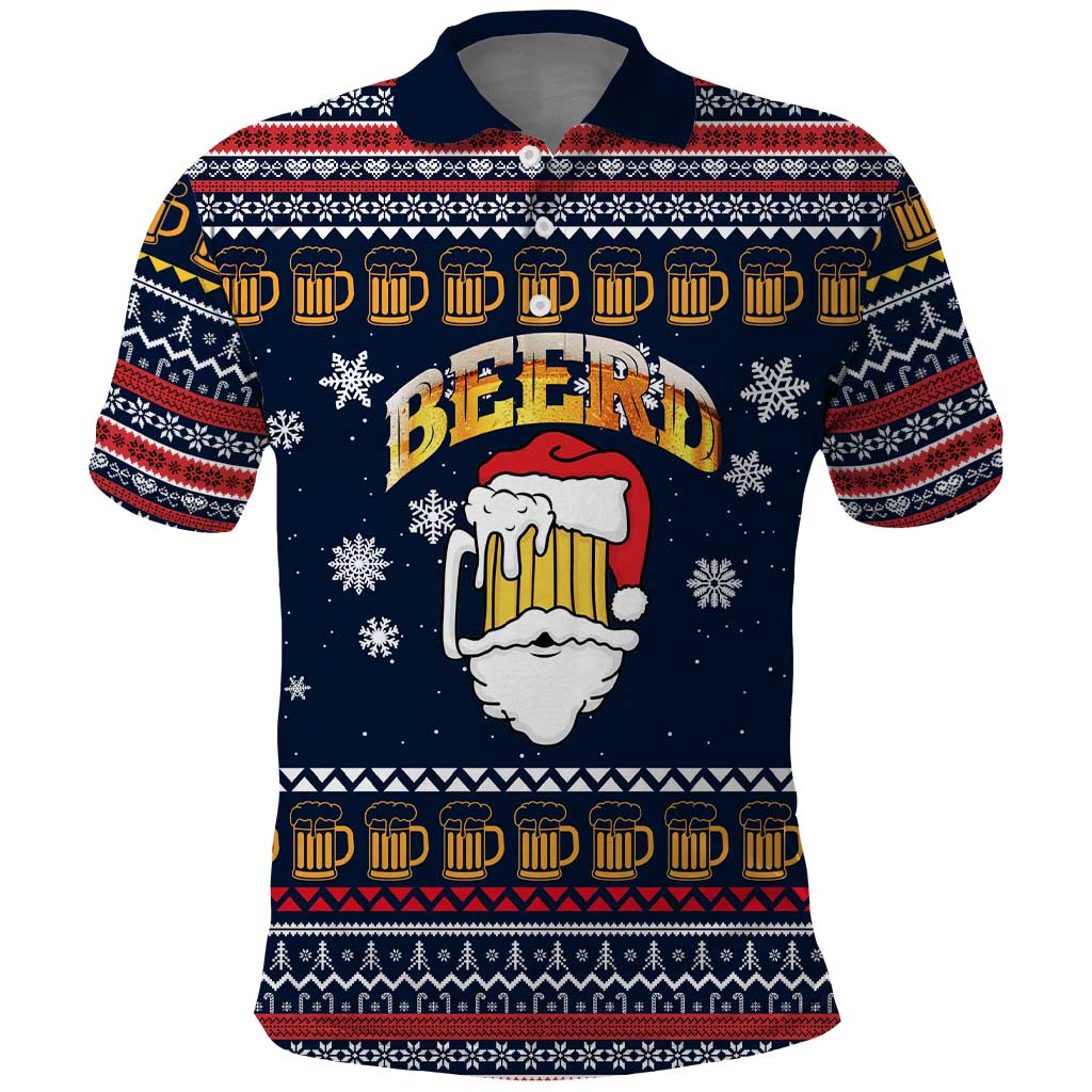 Santa Beerd Christmas Polo Shirt Xmas Holiday Patterns - Wonder Print Shop