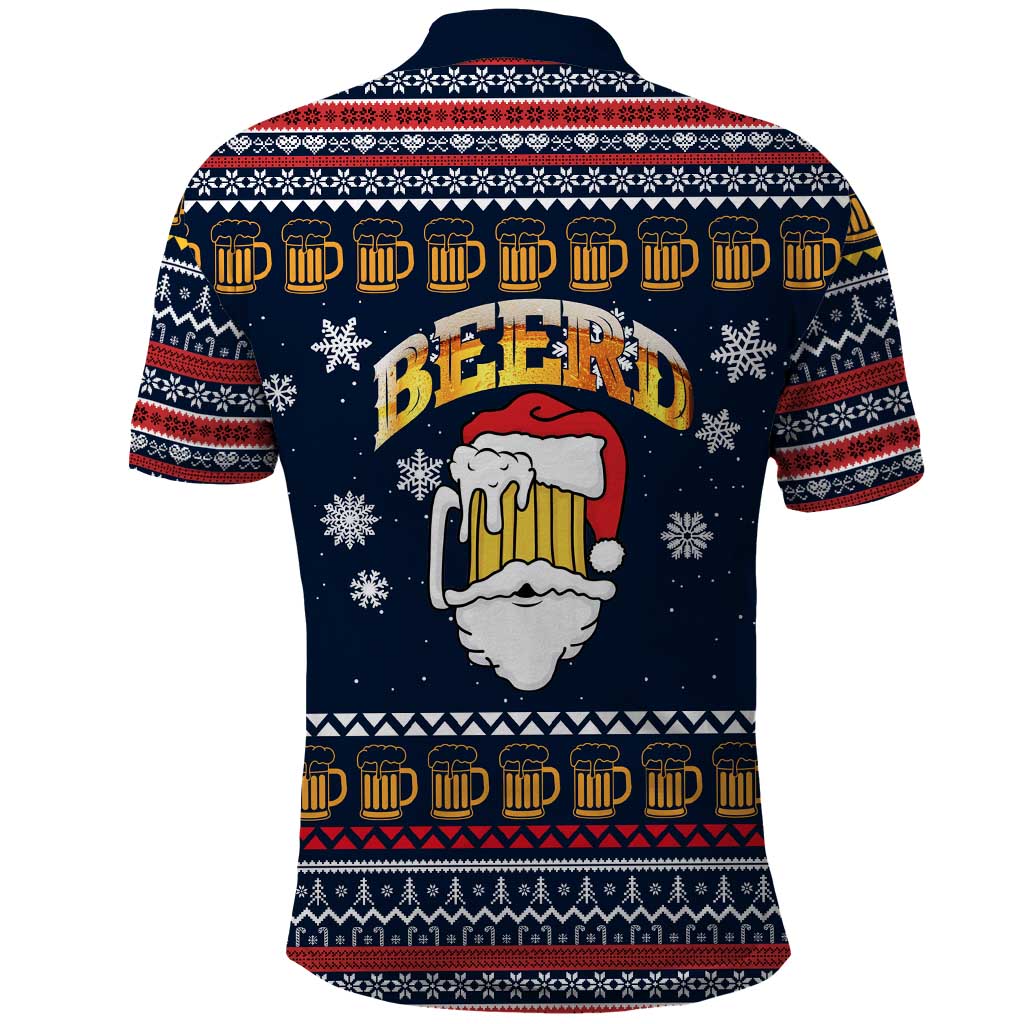Santa Beerd Christmas Polo Shirt Xmas Holiday Patterns - Wonder Print Shop