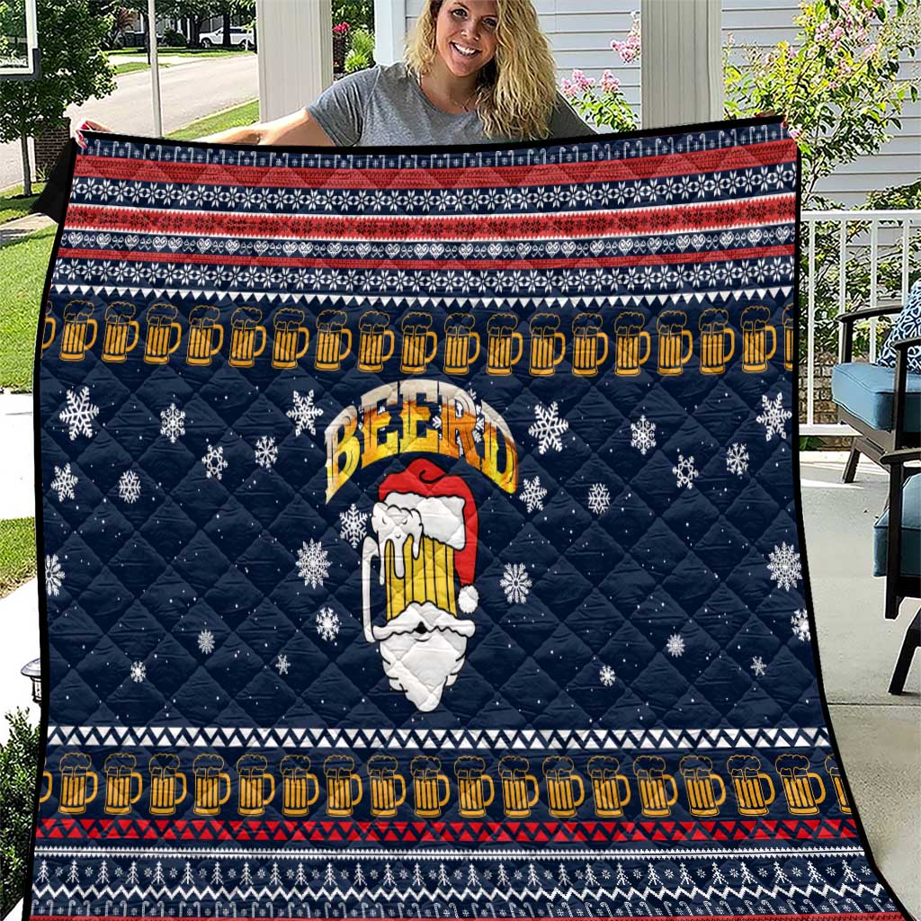 Santa Beerd Christmas Quilt Xmas Holiday Patterns - Wonder Print Shop