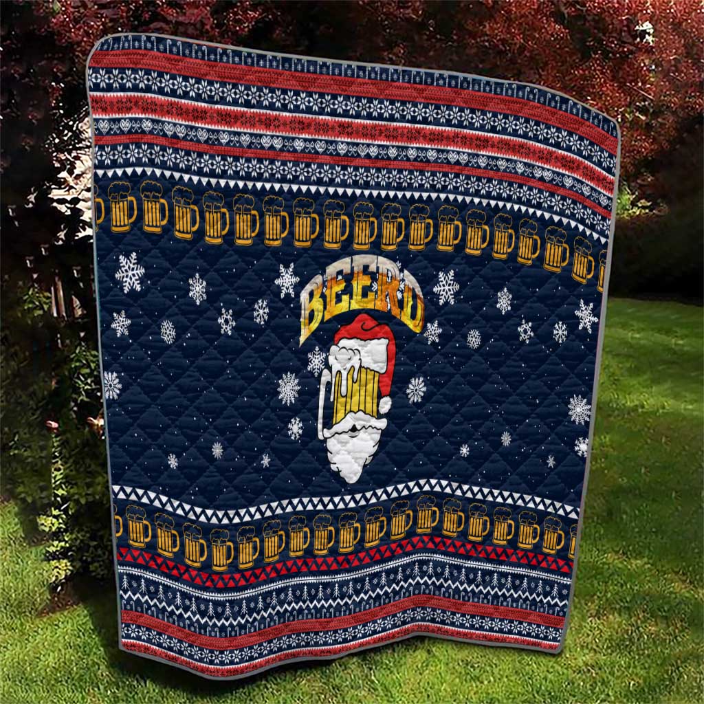 Santa Beerd Christmas Quilt Xmas Holiday Patterns - Wonder Print Shop