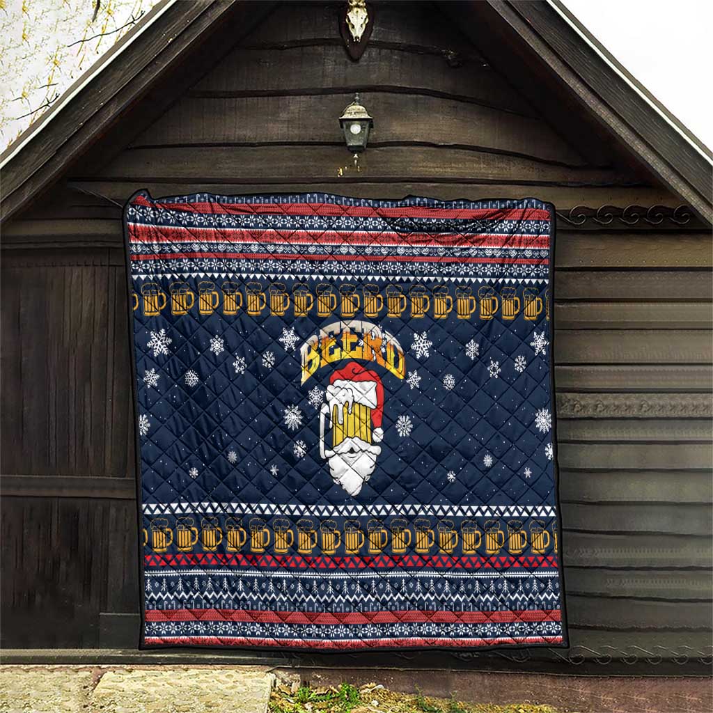 Santa Beerd Christmas Quilt Xmas Holiday Patterns - Wonder Print Shop