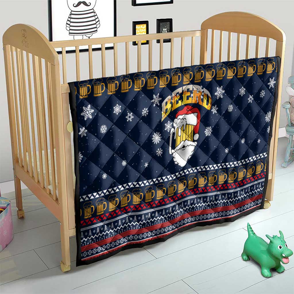 Santa Beerd Christmas Quilt Xmas Holiday Patterns - Wonder Print Shop