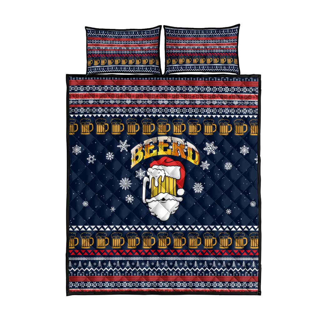 Santa Beerd Christmas Quilt Bed Set Xmas Holiday Patterns - Wonder Print Shop