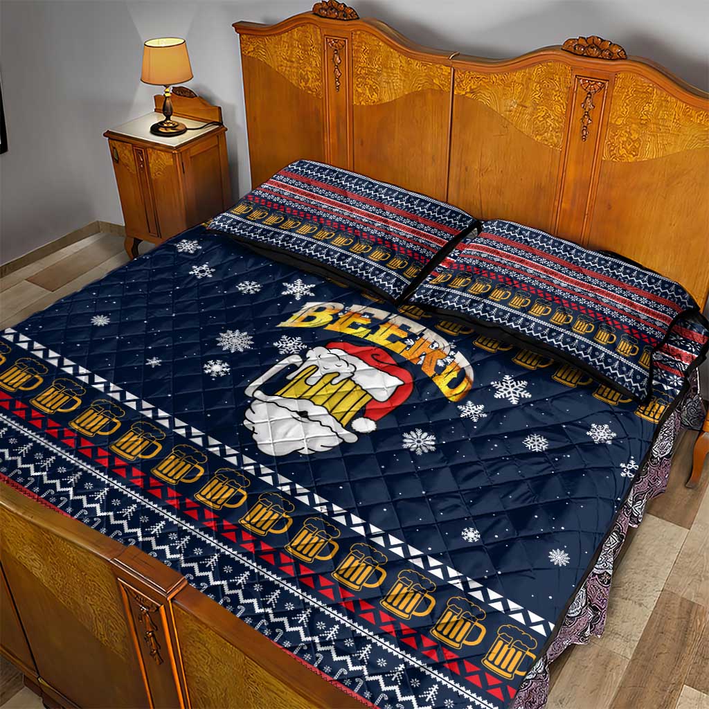 Santa Beerd Christmas Quilt Bed Set Xmas Holiday Patterns - Wonder Print Shop