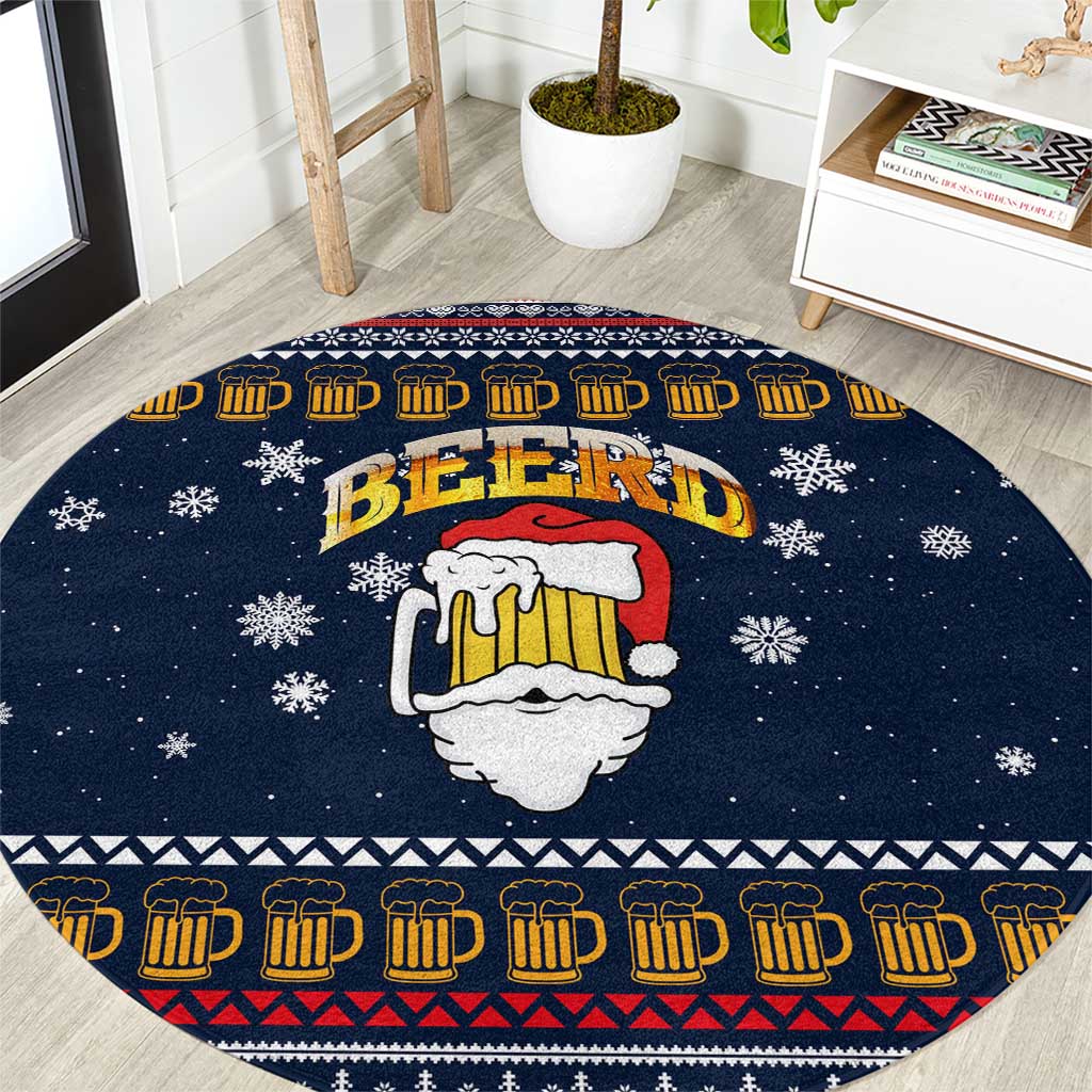 Santa Beerd Christmas Round Carpet Xmas Holiday Patterns - Wonder Print Shop