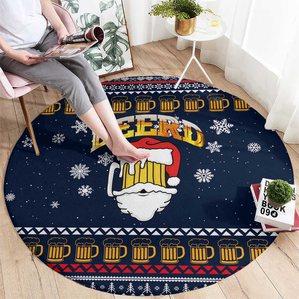 Santa Beerd Christmas Round Carpet Xmas Holiday Patterns - Wonder Print Shop