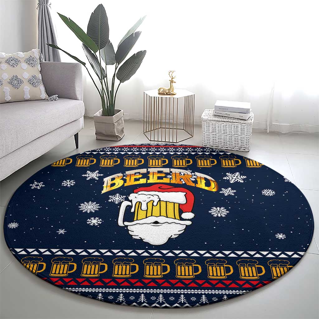 Santa Beerd Christmas Round Carpet Xmas Holiday Patterns - Wonder Print Shop
