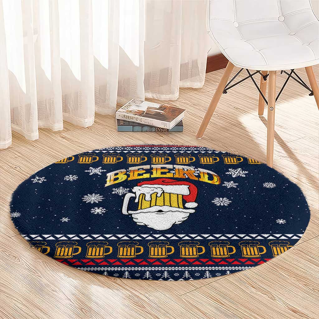 Santa Beerd Christmas Round Carpet Xmas Holiday Patterns - Wonder Print Shop