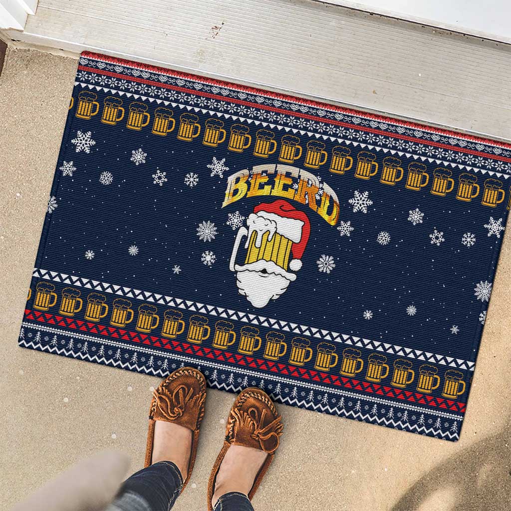 Santa Beerd Christmas Rubber Doormat Xmas Holiday Patterns - Wonder Print Shop