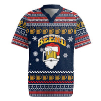 Santa Beerd Christmas Rugby Jersey Xmas Holiday Patterns - Wonder Print Shop
