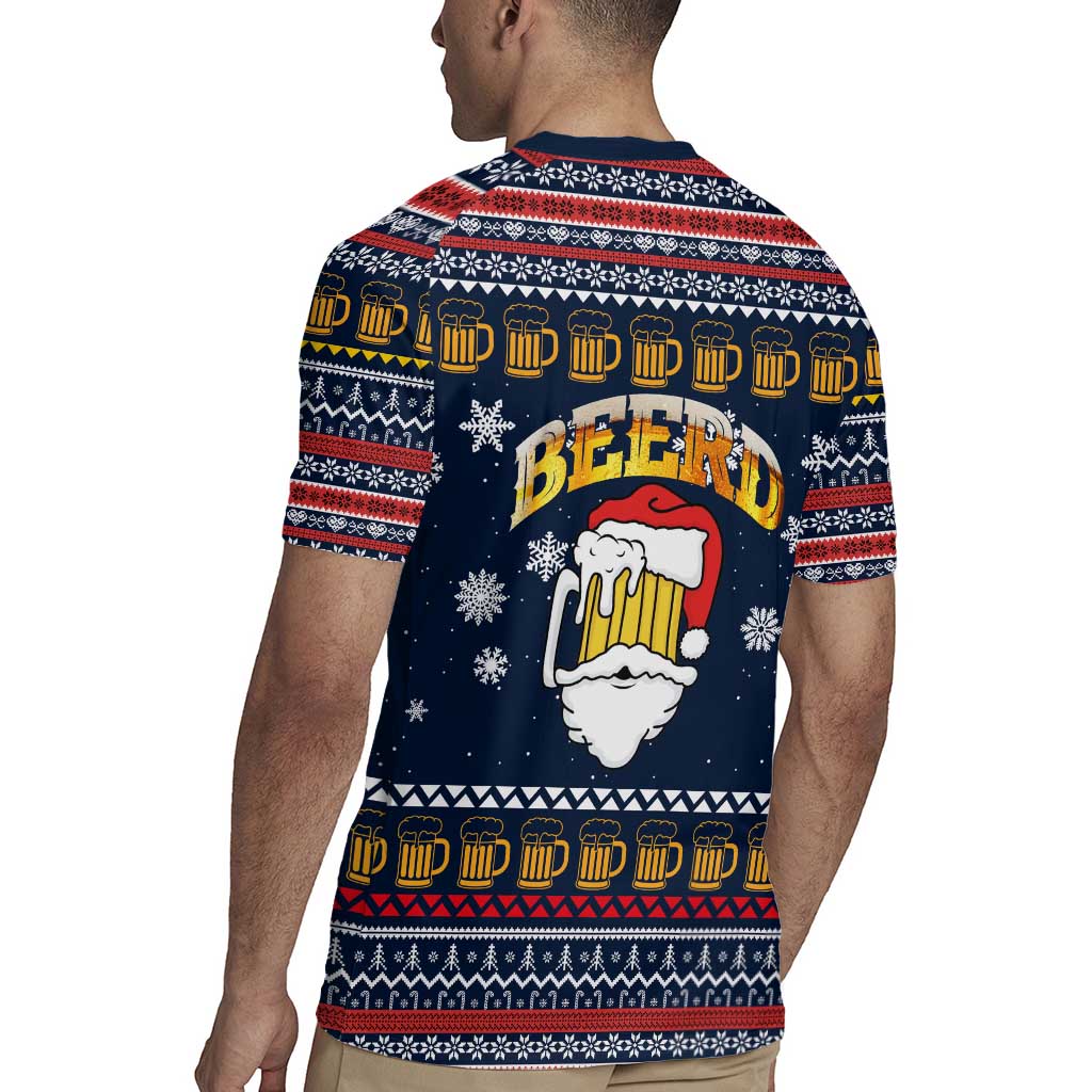 Santa Beerd Christmas Rugby Jersey Xmas Holiday Patterns - Wonder Print Shop