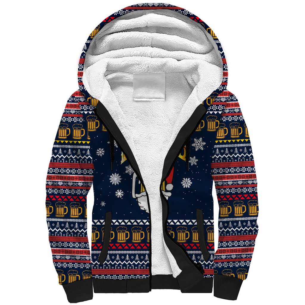 Santa Beerd Christmas Sherpa Hoodie Xmas Holiday Patterns - Wonder Print Shop