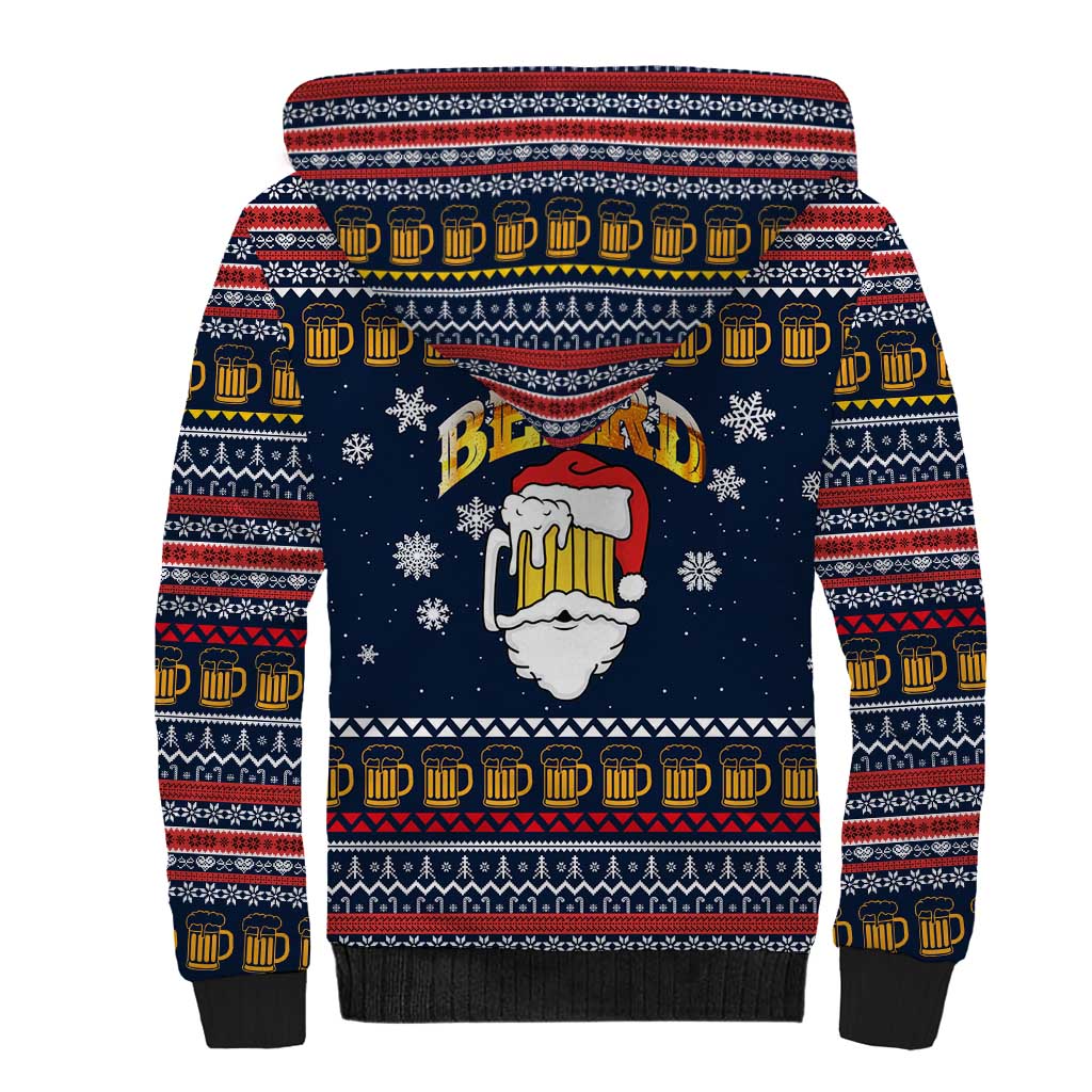 Santa Beerd Christmas Sherpa Hoodie Xmas Holiday Patterns - Wonder Print Shop