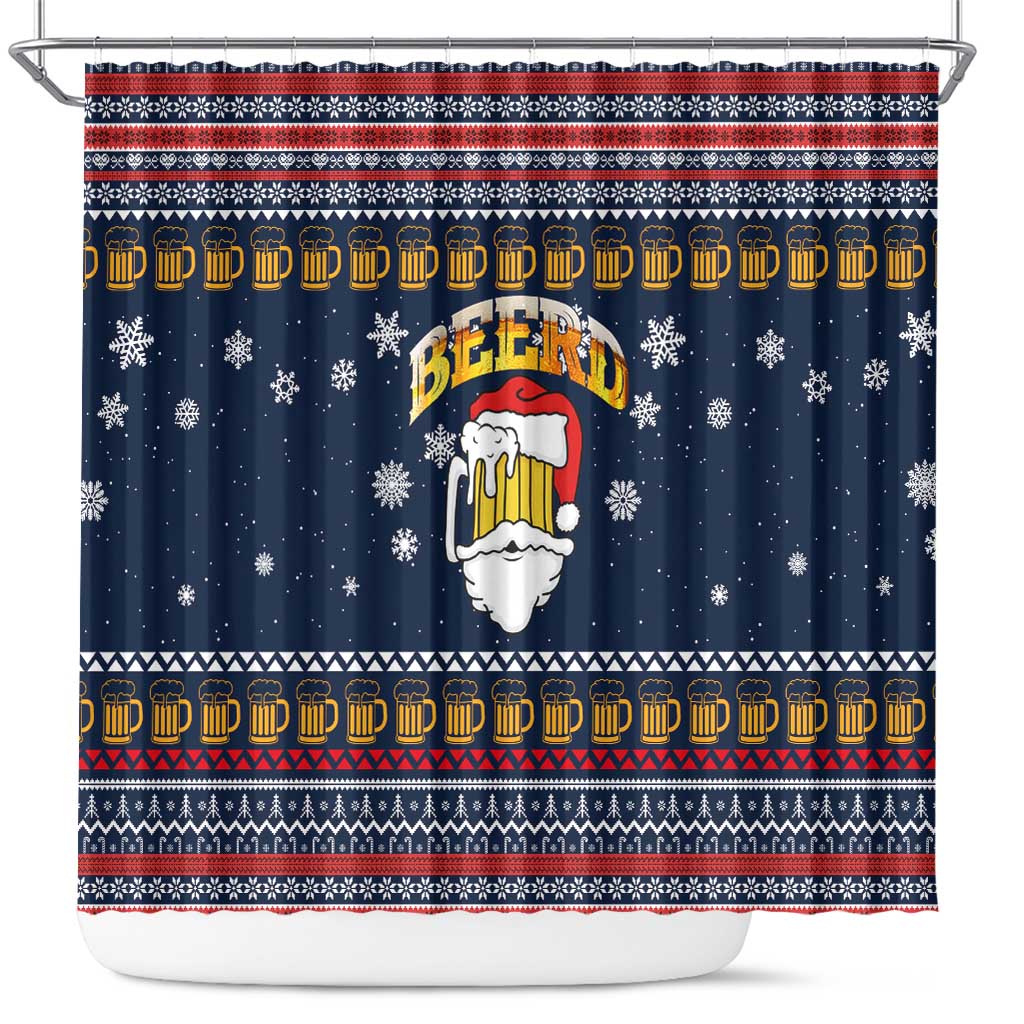 Santa Beerd Christmas Shower Curtain Xmas Holiday Patterns - Wonder Print Shop