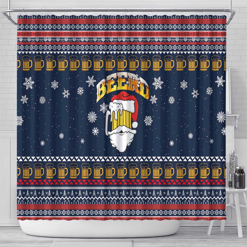 Santa Beerd Christmas Shower Curtain Xmas Holiday Patterns - Wonder Print Shop