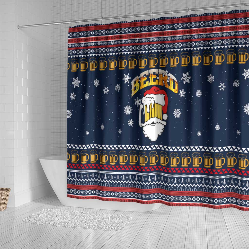 Santa Beerd Christmas Shower Curtain Xmas Holiday Patterns - Wonder Print Shop