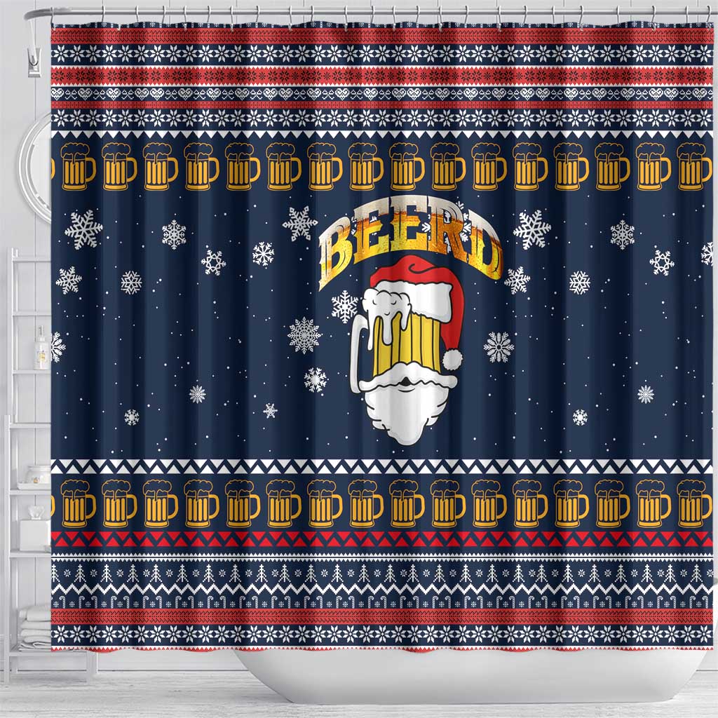 Santa Beerd Christmas Shower Curtain Xmas Holiday Patterns - Wonder Print Shop