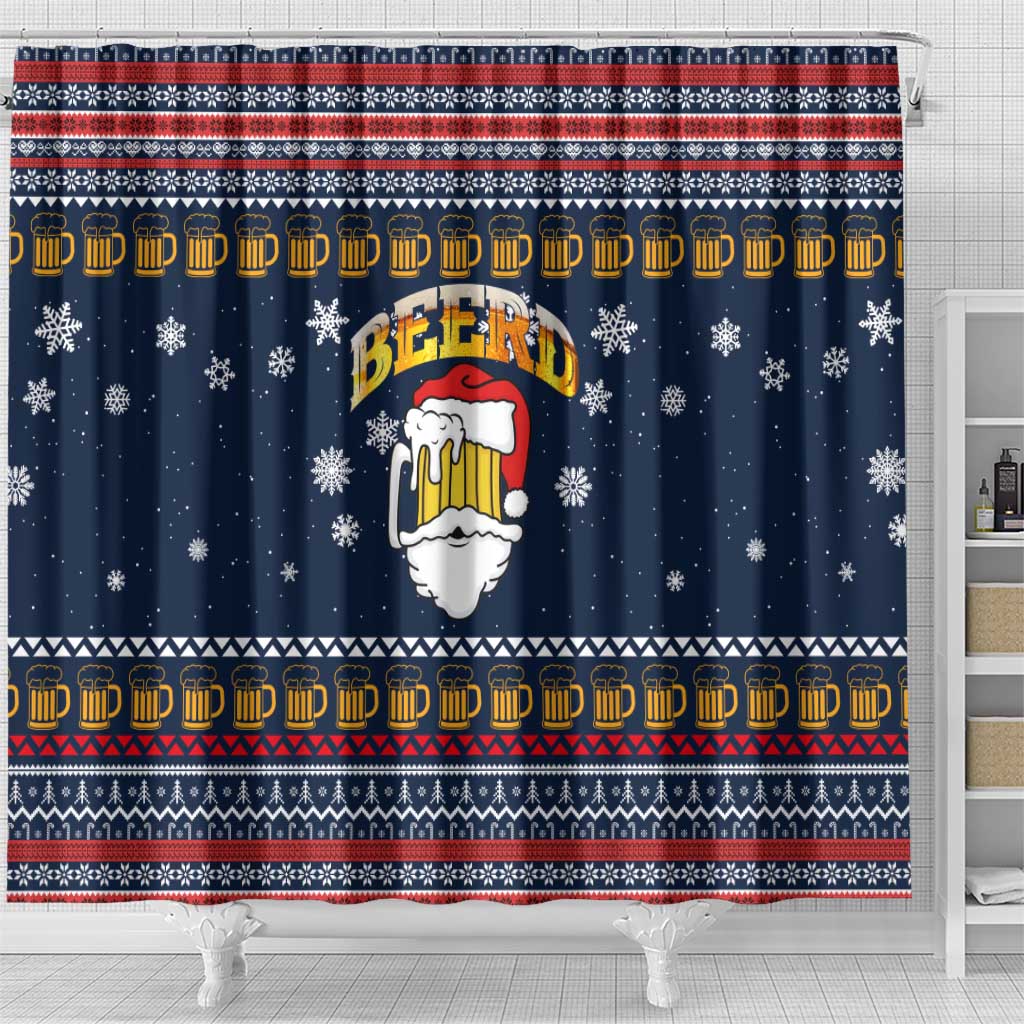 Santa Beerd Christmas Shower Curtain Xmas Holiday Patterns - Wonder Print Shop