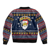 Santa Beerd Christmas Sleeve Zip Bomber Jacket Xmas Holiday Patterns - Wonder Print Shop