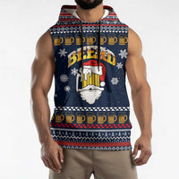 Santa Beerd Christmas Sleeveless Hoodie Xmas Holiday Patterns - Wonder Print Shop