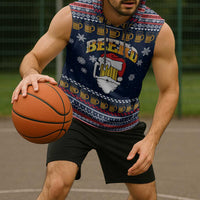 Santa Beerd Christmas Sleeveless Hoodie Xmas Holiday Patterns - Wonder Print Shop