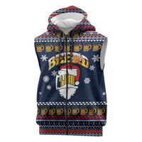 Santa Beerd Christmas Sleeveless Zip Hoodie Xmas Holiday Patterns - Wonder Print Shop