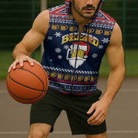 Santa Beerd Christmas Sleeveless Zip Hoodie Xmas Holiday Patterns - Wonder Print Shop