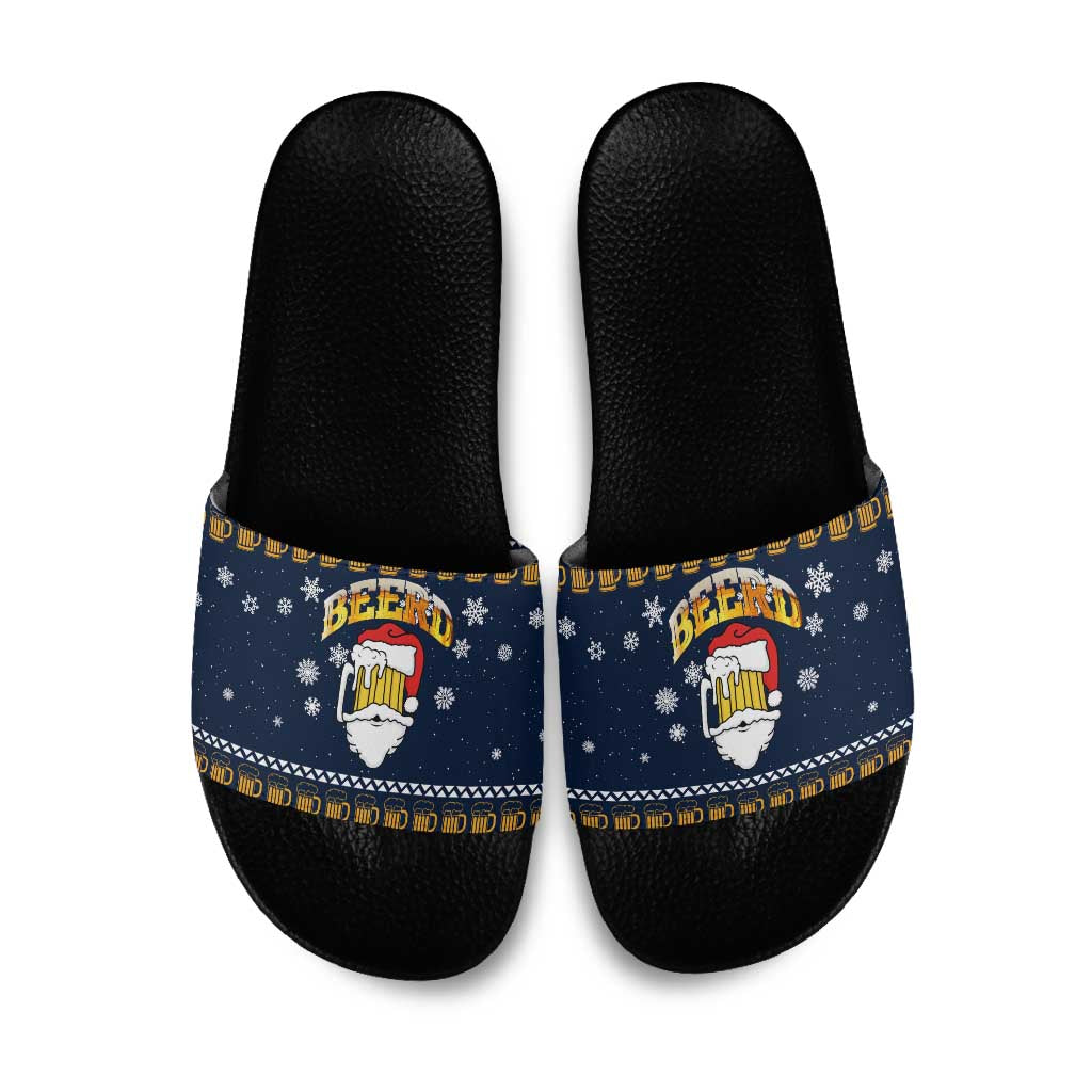 Santa Beerd Christmas Slide Sandals Xmas Holiday Patterns - Wonder Print Shop