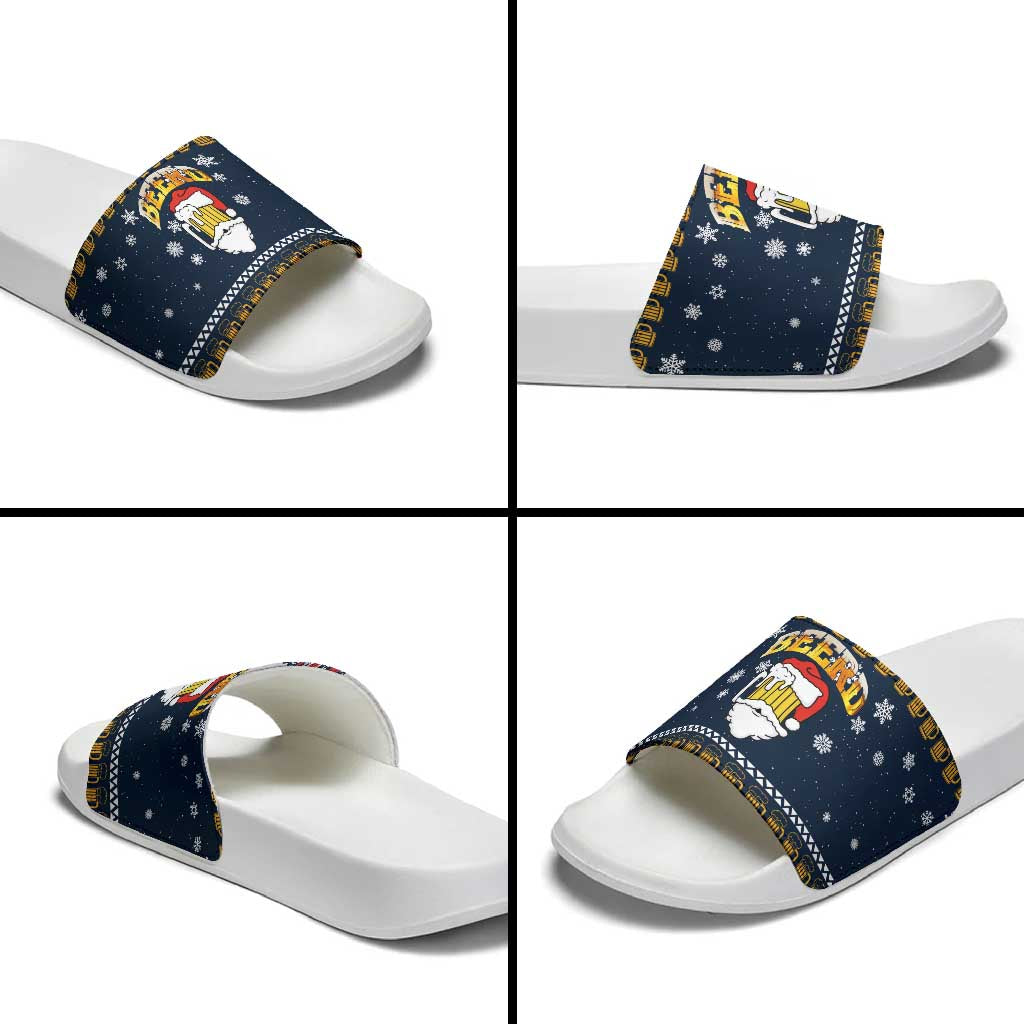 Santa Beerd Christmas Slide Sandals Xmas Holiday Patterns - Wonder Print Shop