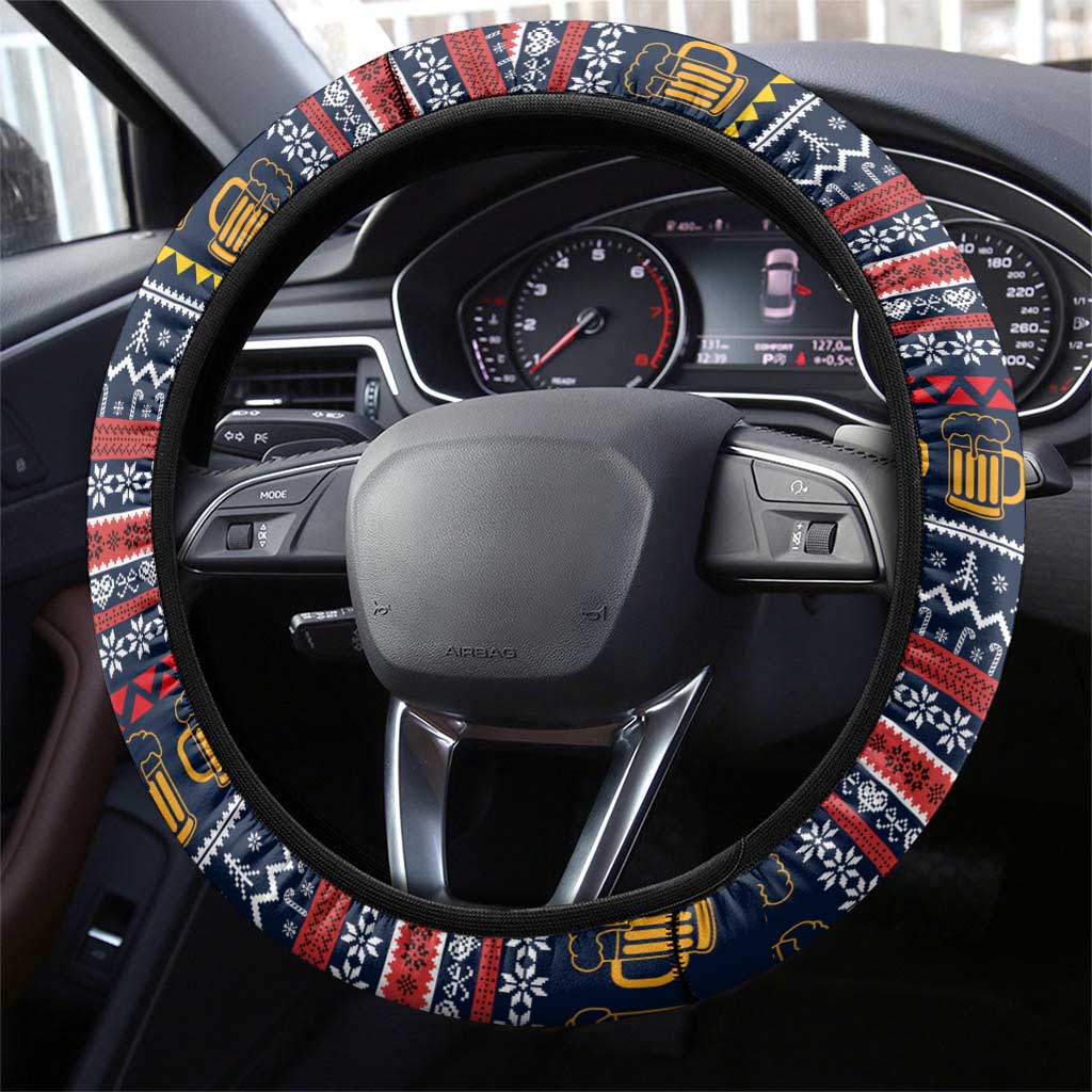 Santa Beerd Christmas Steering Wheel Cover Xmas Holiday Patterns - Wonder Print Shop
