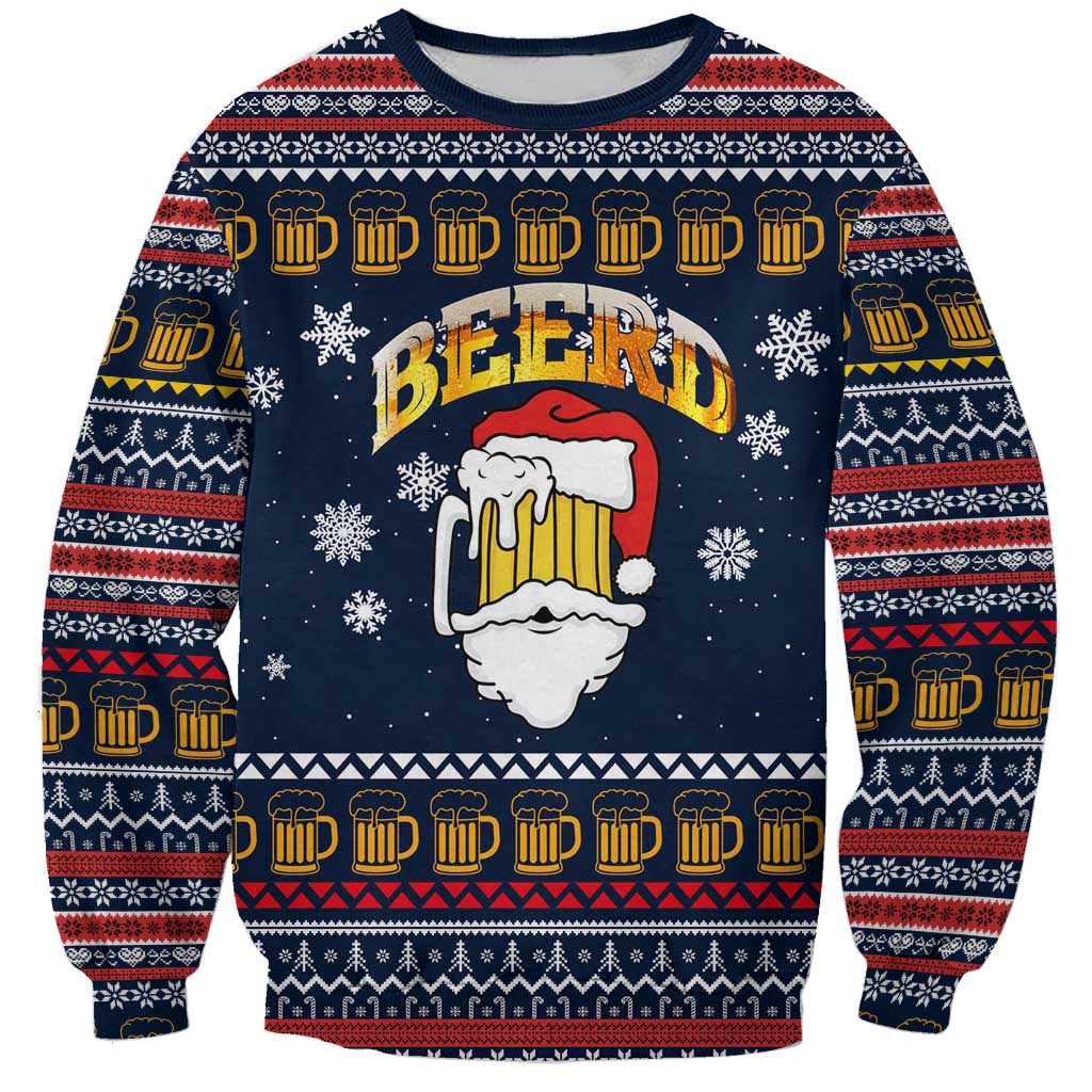 Santa Beerd Christmas Sweatshirt Xmas Holiday Patterns - Wonder Print Shop