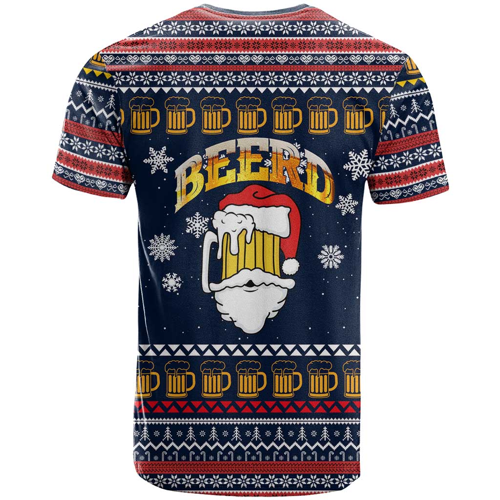 Santa Beerd Christmas T Shirt Xmas Holiday Patterns - Wonder Print Shop