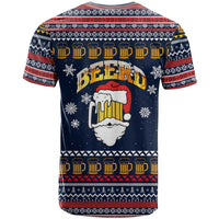 Santa Beerd Christmas T Shirt Xmas Holiday Patterns - Wonder Print Shop