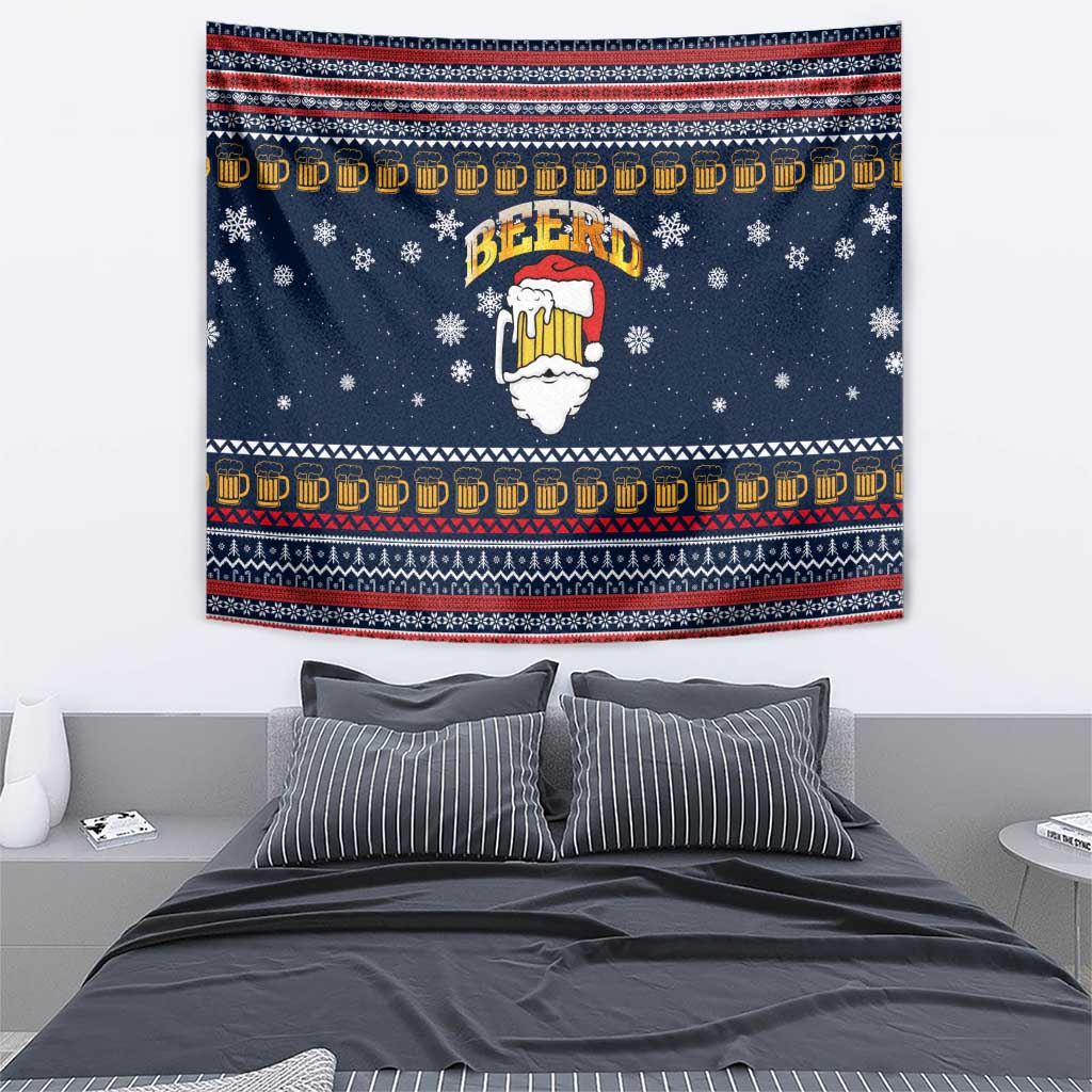 Santa Beerd Christmas Tapestry Xmas Holiday Patterns - Wonder Print Shop