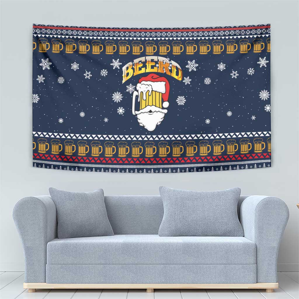 Santa Beerd Christmas Tapestry Xmas Holiday Patterns - Wonder Print Shop