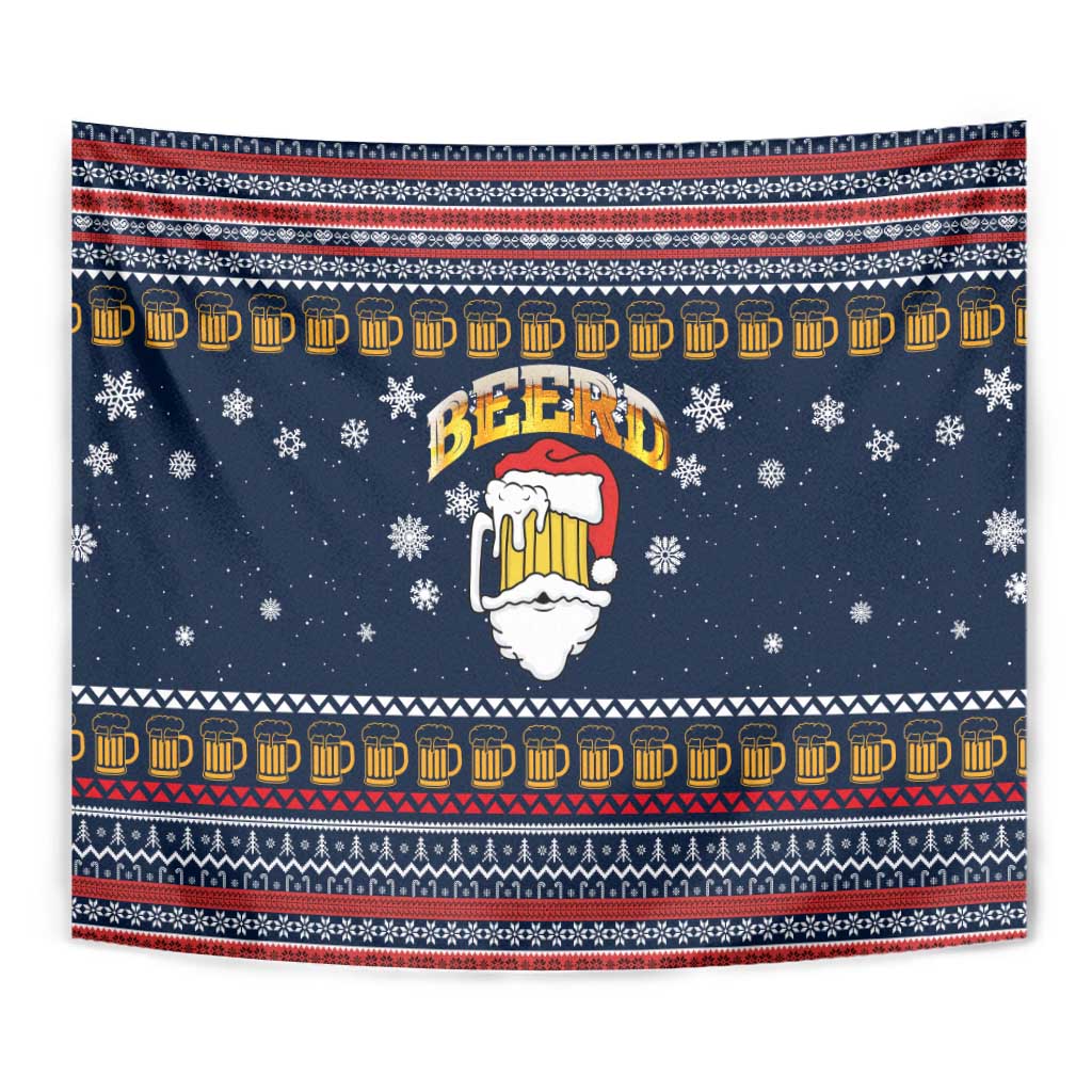 Santa Beerd Christmas Tapestry Xmas Holiday Patterns - Wonder Print Shop