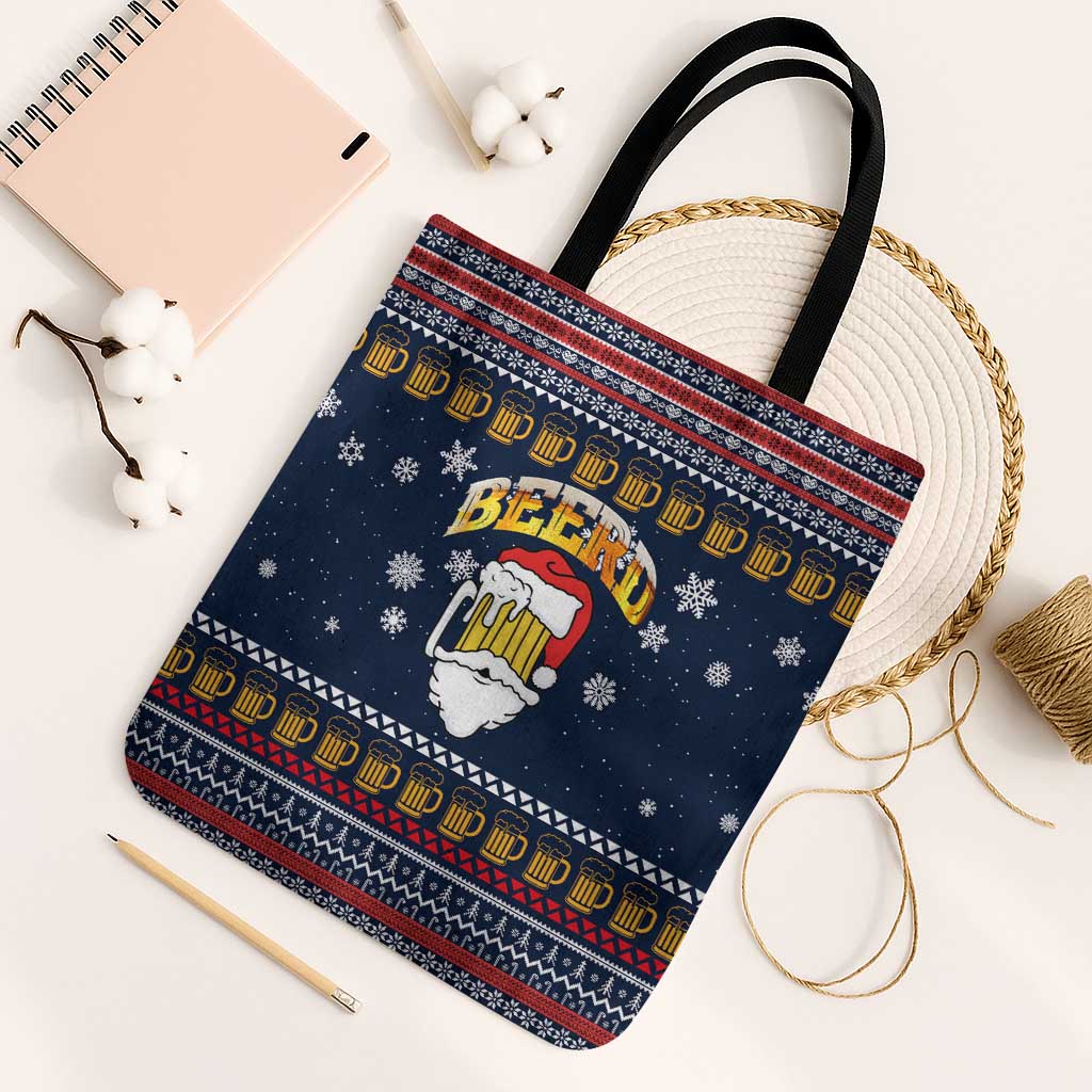 Santa Beerd Christmas Tote Bag Xmas Holiday Patterns - Wonder Print Shop