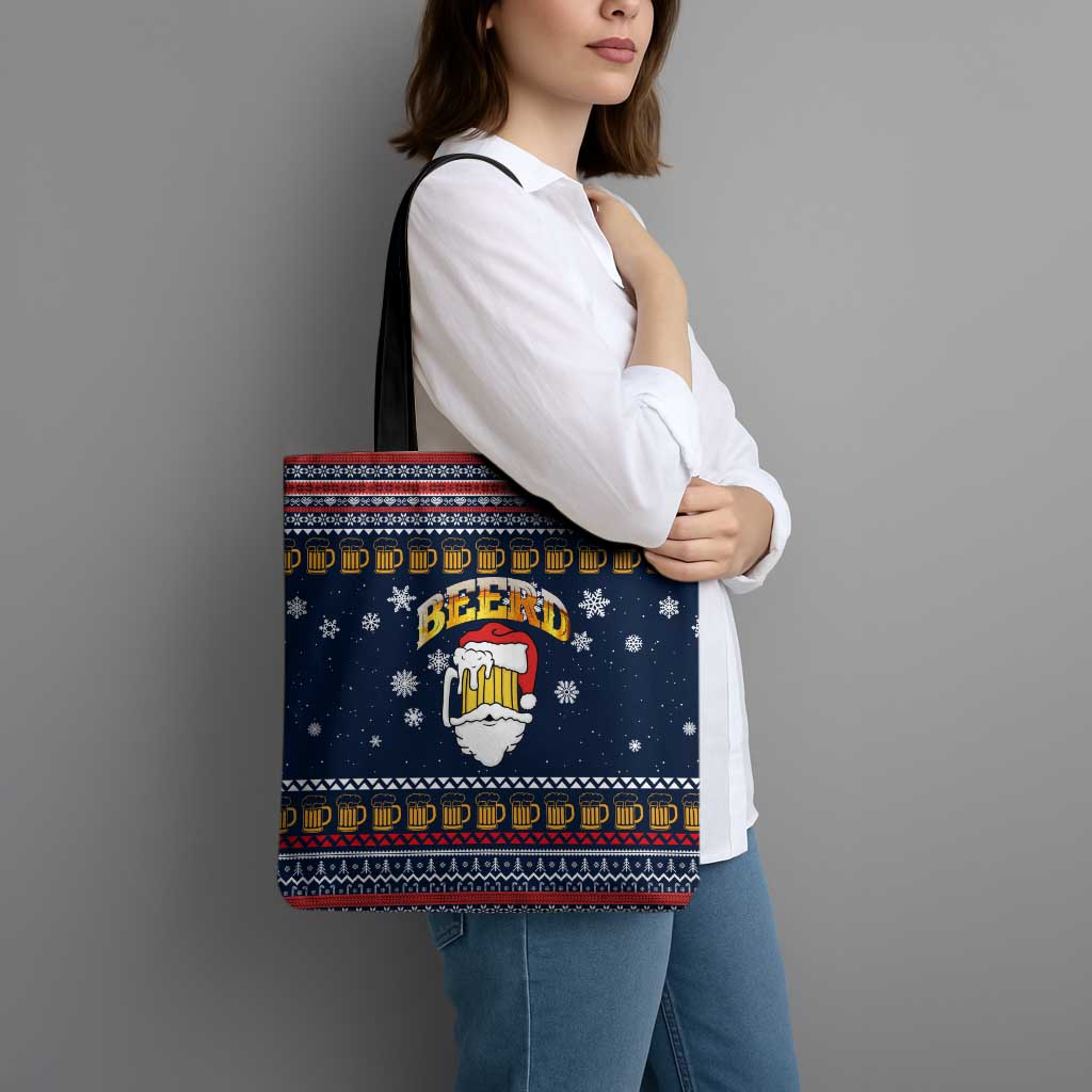 Santa Beerd Christmas Tote Bag Xmas Holiday Patterns - Wonder Print Shop