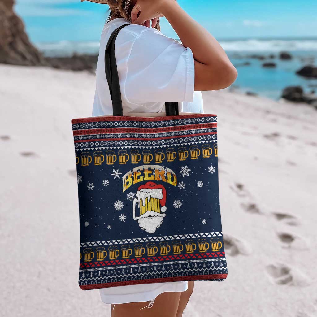 Santa Beerd Christmas Tote Bag Xmas Holiday Patterns - Wonder Print Shop