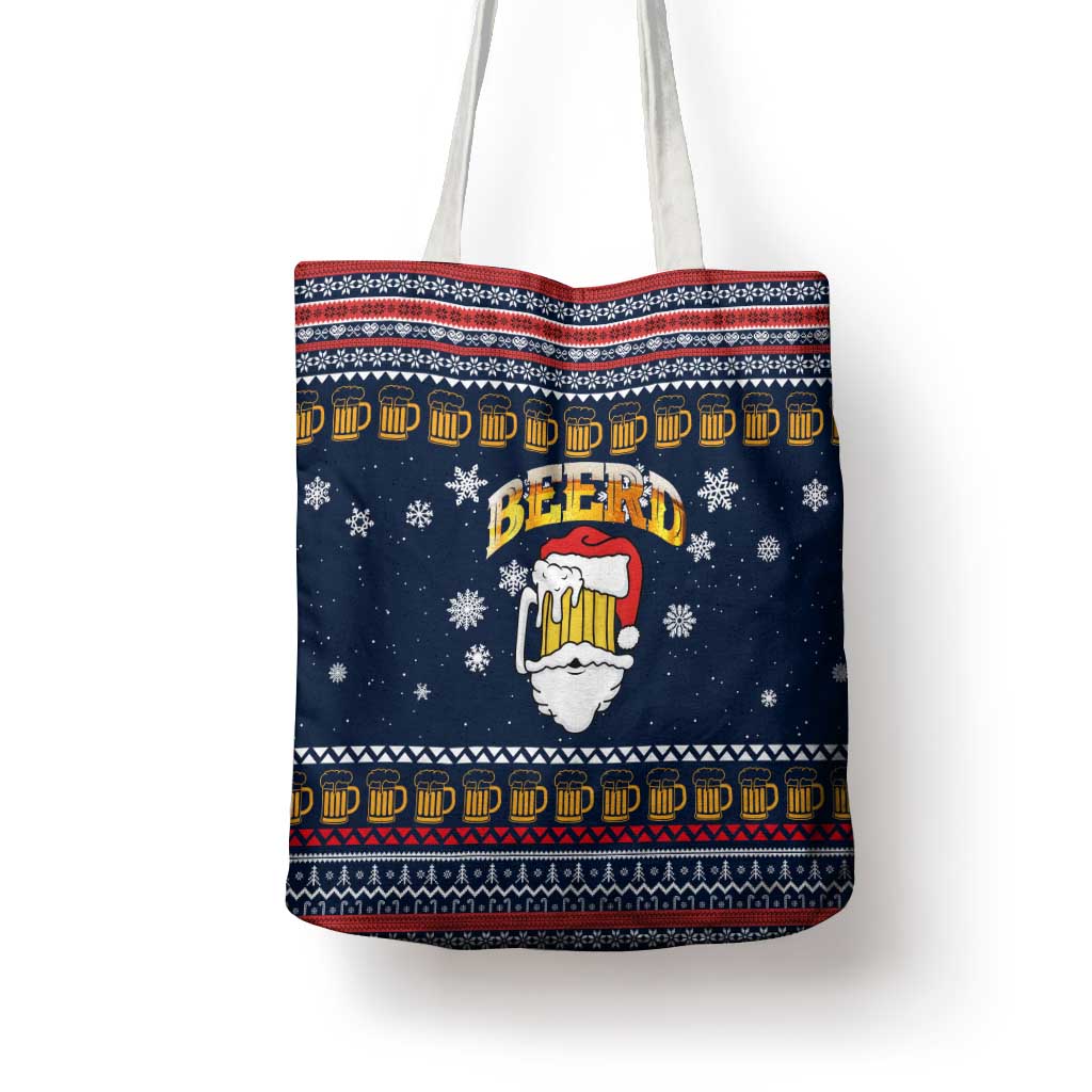 Santa Beerd Christmas Tote Bag Xmas Holiday Patterns - Wonder Print Shop