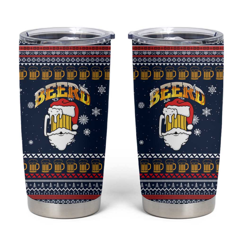 Santa Beerd Christmas Tumbler Cup Xmas Holiday Patterns - Wonder Print Shop