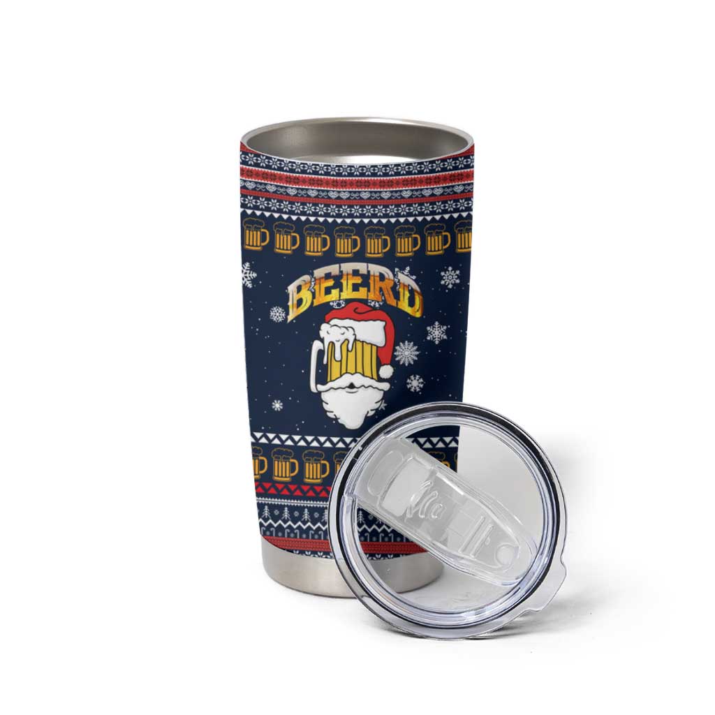 Santa Beerd Christmas Tumbler Cup Xmas Holiday Patterns - Wonder Print Shop