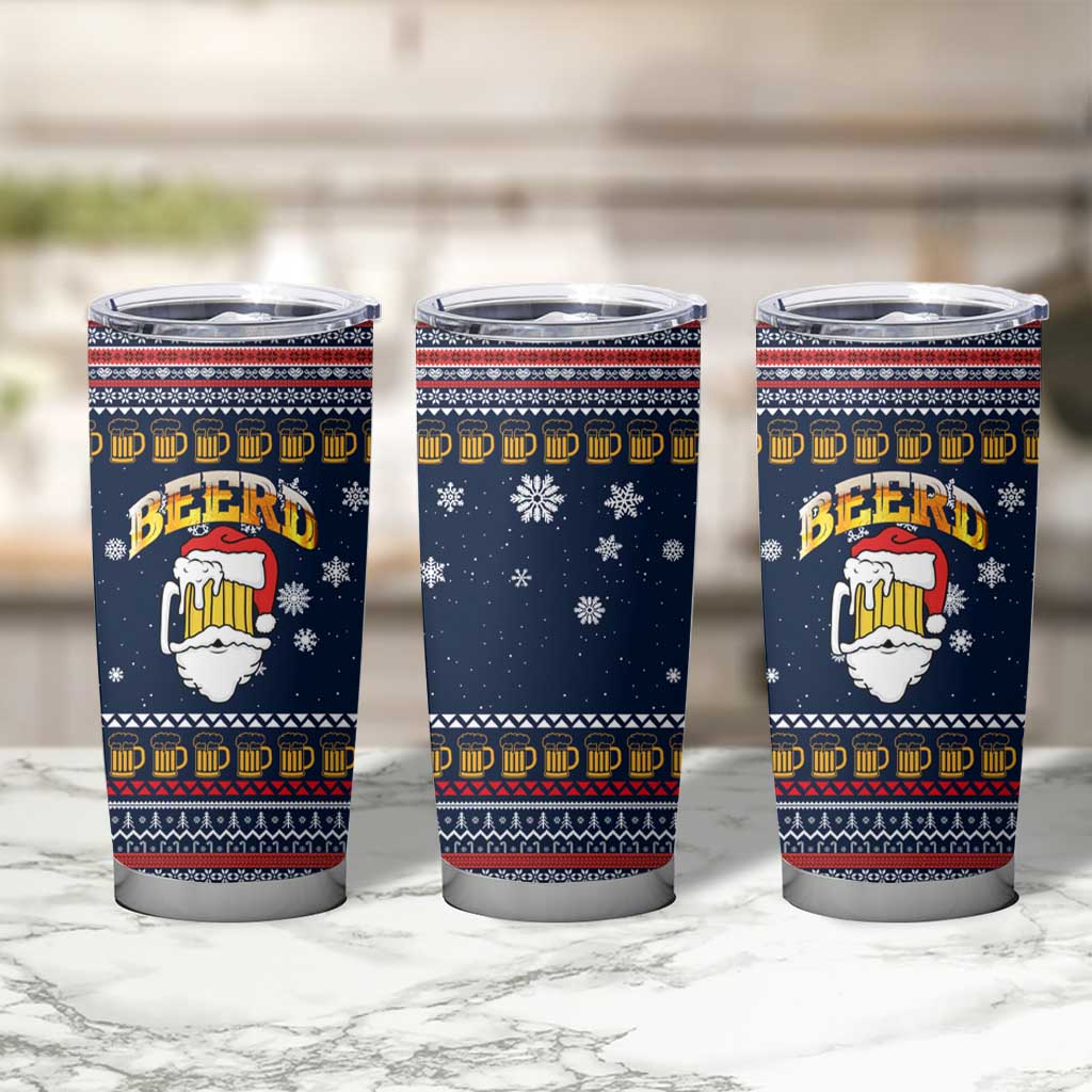 Santa Beerd Christmas Tumbler Cup Xmas Holiday Patterns - Wonder Print Shop
