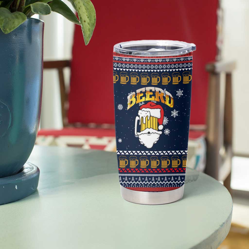 Santa Beerd Christmas Tumbler Cup Xmas Holiday Patterns - Wonder Print Shop