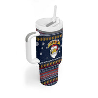 Santa Beerd Christmas Tumbler With Handle Xmas Holiday Patterns - Wonder Print Shop