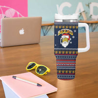 Santa Beerd Christmas Tumbler With Handle Xmas Holiday Patterns - Wonder Print Shop